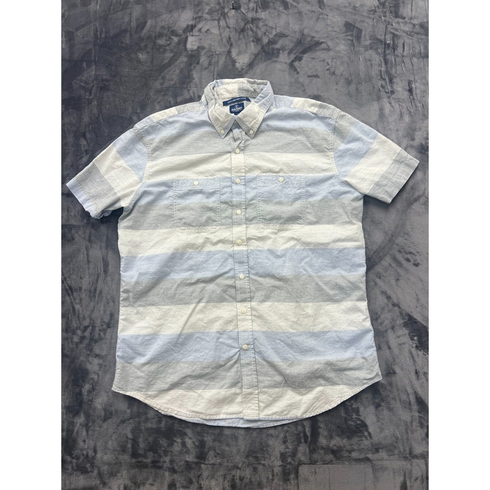 Old Navy Shirt Mens Extra Large Blue Gray Striped Cotton Slim Fit Button Down